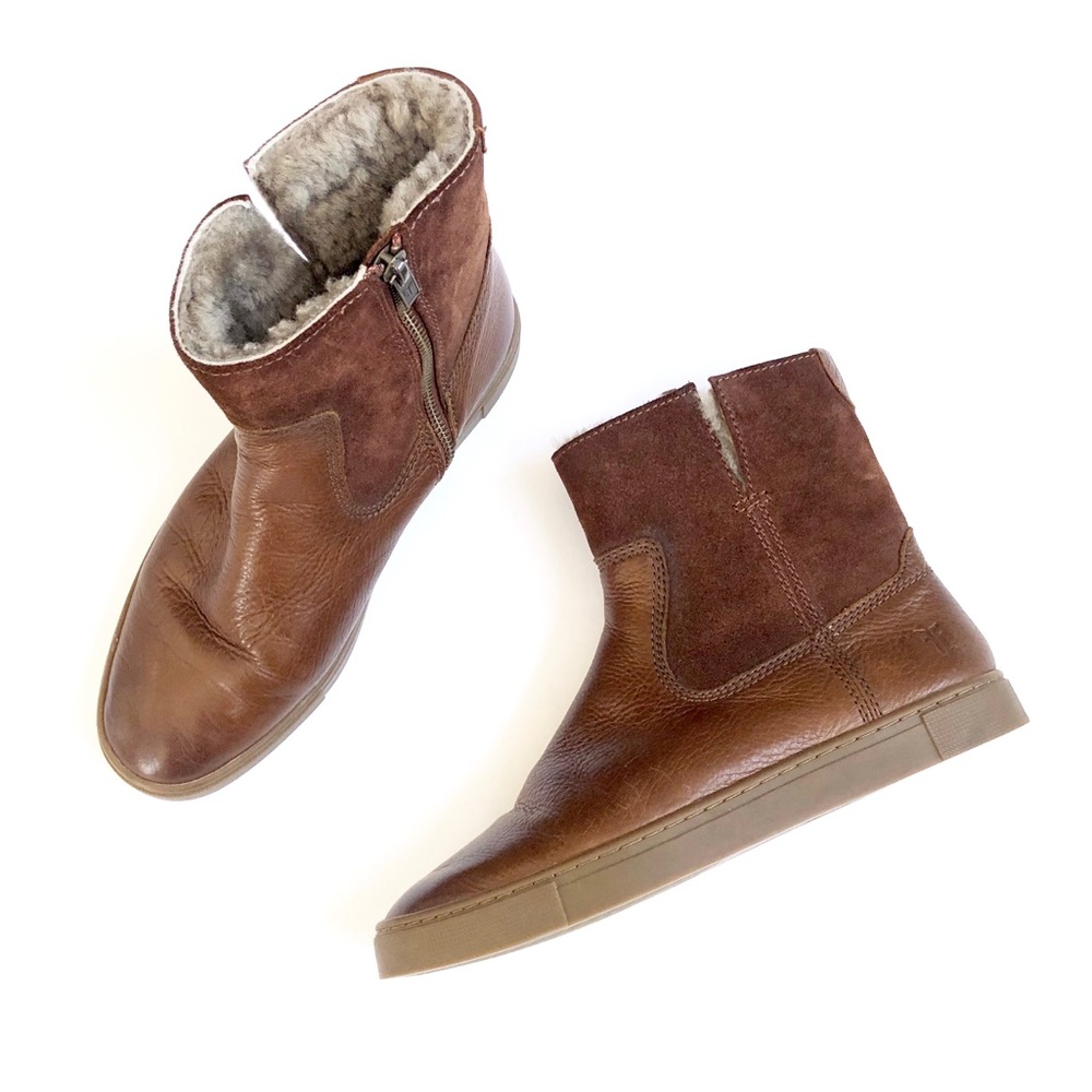 FRYE | Celia Leather Fur Lined Ankle Boot Zipper